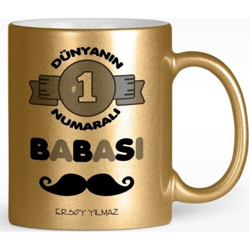 Personalized World 1 Number Father Design Gold Gilded Mug Cup-1