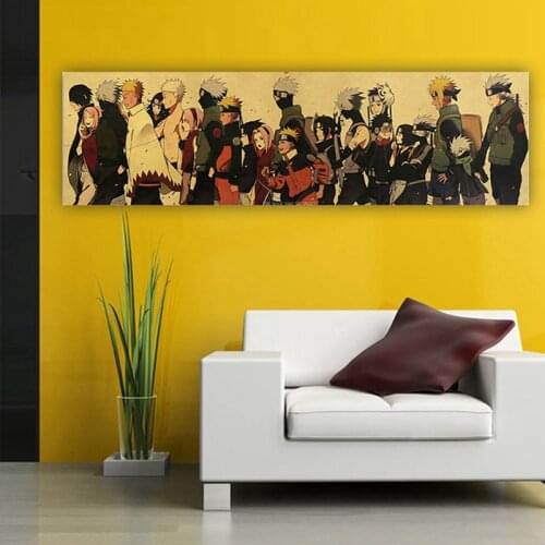 Hot Anime Action Figure Vintage Stickers Sasuki Kakashi Bar Bedroom Decorative Poster Stickers Collection For Kid