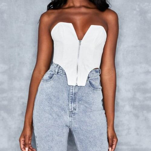 Casual Corset Women Sexy Corsets Top Overbust Waist Trainer Tummy Slimming Zipper Shaper Clothing Bustier Black White 2020 New