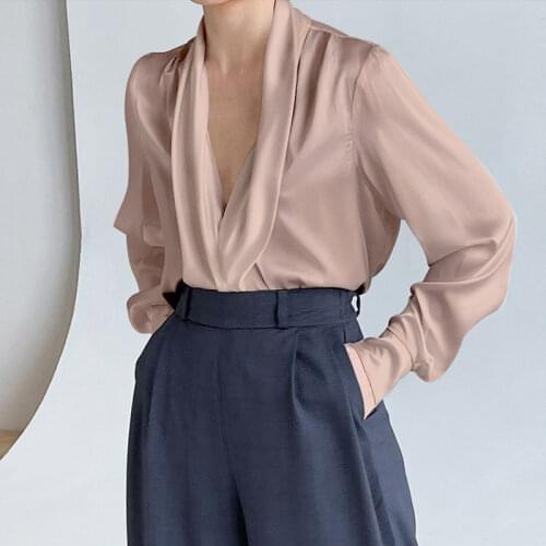 Атласные блузки QUEECHALLE China At AliExpress