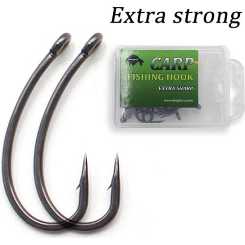 20PCS Fishing Hooks PTFE Coated Extra Strong Carp Hook Super Slide Carp Rig Kurve shank Barbed Fish Hook For Fishing Tackle