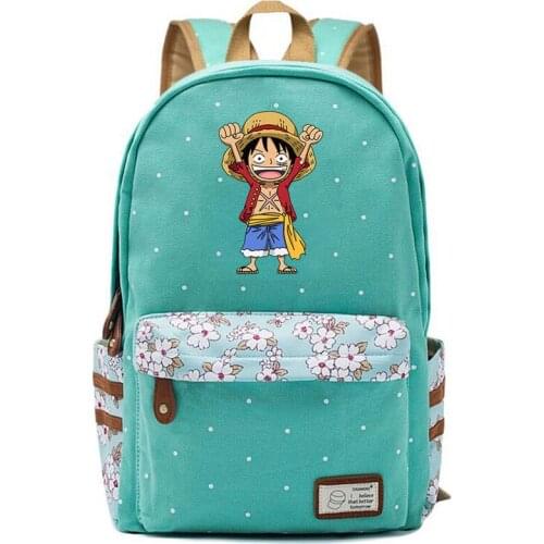 Monkey D Luffy Anime Bag Backpack Flower Point Floral Bag School Teenagers Student Book Travel Laptop Girl Boys Mochila