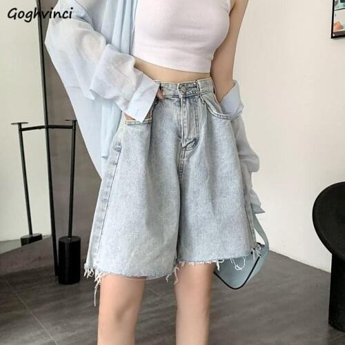 Shorts Women Tassel New Popular Solid Baggy Female Retro Simple Denim Summer Causal Mujer Street Style Vintage Wide Leg Trouser