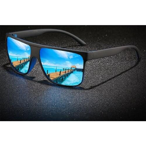 Men Polarized Sunglasses Square Flat Top Classic Sport Shades Durable Retro UV400 Driving Sun Glasses With Free Box