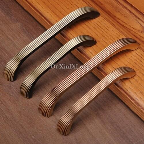 High Quality 10PCS European Solid Brass Kitchen Door Furniture Handles Cupboard Wardrobe Drawer Dresser Cabinet Pulls Handles