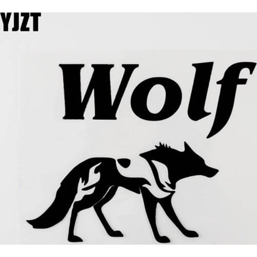 YJZT 13.6CM×10.6CM Walking Animal Wolf Vinyl Car-styling Decal Car Sticker Black/Silver 8C-0498