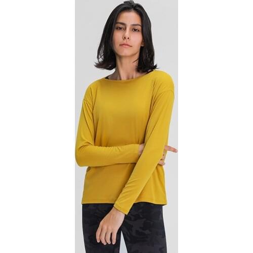 Soft Naked Feeling Workout Yoga Shirts Women Autumn Long Sleeve Fitness Top Loose Fit Sport Shirt Solid Gym Clothes Sportswear