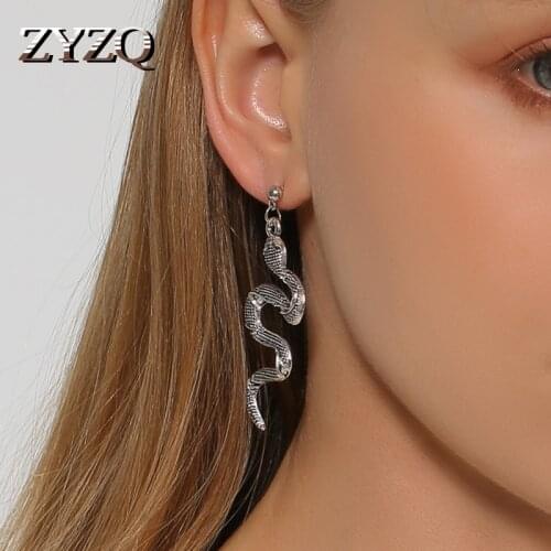ZYZQ Neo-Gothic Vintage Snake Shape Dangle Earrings for Women Retro Drop Earrings Cute Small Object Earring Jewelry 2021