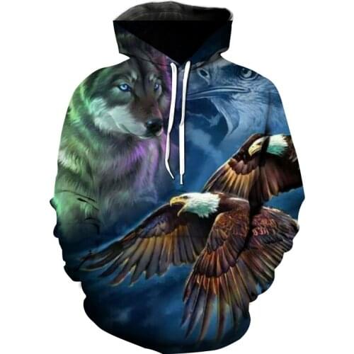 Animal themed hoodie 3D printed graphic hoodie Harajuku jumper Autumn and winter coat Mens clothes Hip-hop sweatshirt tops men