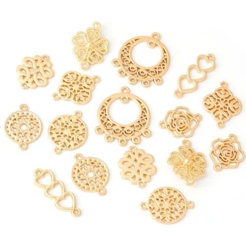 10pcs Fashion Delicate Flower Metal Charms Pendant For Jewelry Making Finding Handmade DIY Hanging Earring Crafts Accessories