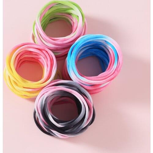 100pc/lot Super Soft Tie Dye thin skinny Nylon Headband Elastic Hairband Children Girls kids DIY headband hair accessories
