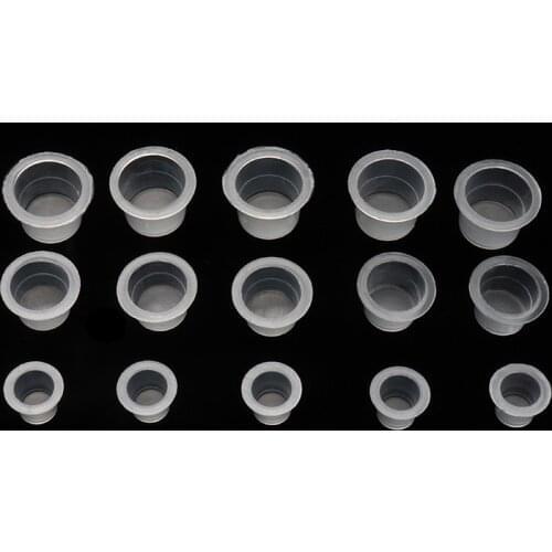 100 Pcs Plastic Disposable Tattoo & Permanent Makeup Pigment Ink Caps Cups Clear Holder Container Cap Tattoo Accessory Tool Kit
