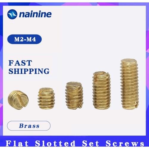 20Pcs DIN551 M2 M2.5 M3 M4 Headless Screws Grubs Tighten Bolts Brass Slotted Set Screws with Flat Point B137