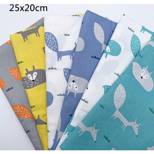 25x20CM 6 pcs/Set Multi Purpose Cartoon Cotton Patchwork Cloth DIY Sewing Craft Nordic Style Fabric for Household Nice Gift