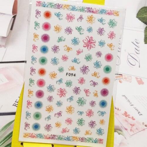 3D Stickers for Nails Silver Flowers Designs Nail Art Decorations Foil Decals Wraps Manicure Accessories Decoraciones