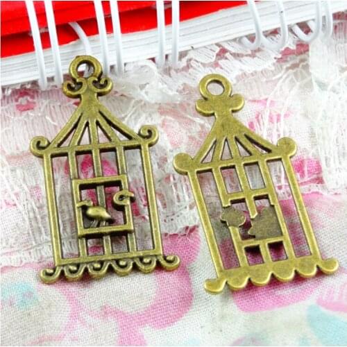 40 Pcs 32*18MM Antique Bronze Plated Alloy Hollow Birdcage Charms Pendant Diy Handmade Craft