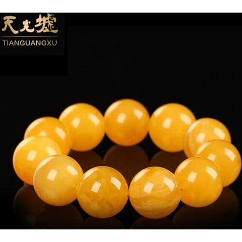 Genuine natural beeswax hand string chicken oil yellow Ambru bracelet honey full of honey Buddha beads bracelet belt certificate