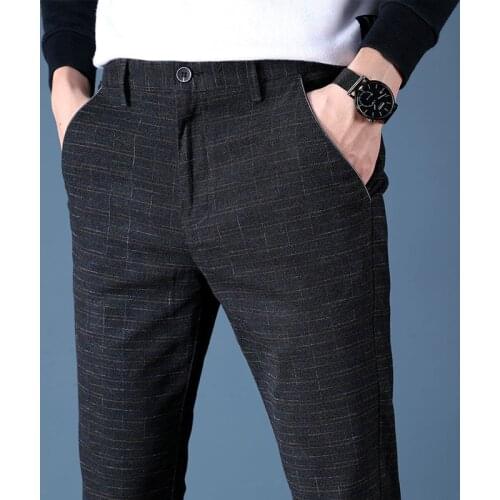 2020 New High Quality Pants Men Fashion Casual Pants Men Straight Business Suit Trousers brand Mens Pants Size 38