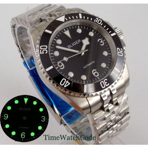 40mm mens watch mechanical automatic watch genuine NH35A Miyota8215 movement jubilee bracelet sapphire glass green lume