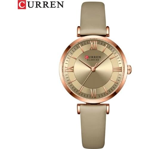 CURREN Women Watches Top Brand Ladies Dress Wristwatch Fashion Quartz Watches Clock Leather Strap Simple Design Watch For Girls