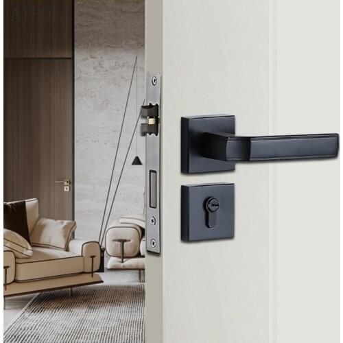Black Green Bronze Zinc Alloy Door Lock Bedroom Silent Room Door Lock Simple Modern Split Lock Wooden Door Handle Lock