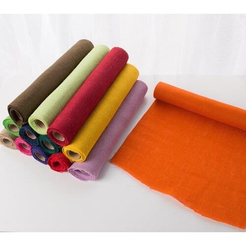 50x300cm 13 Colors Jute Burlap Fabric For Placemats Bags Tablecloth Background Decoration Mesh Linen Textile Cloth Diy Material