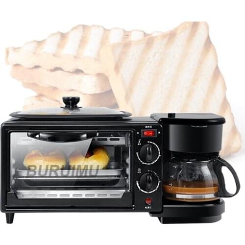 Breakfast Machine 9L Electric Mini Oven Coffee Maker Eggs Frying Pan 3 In 1 Household Bread Pizza Oven Grill Multifunction