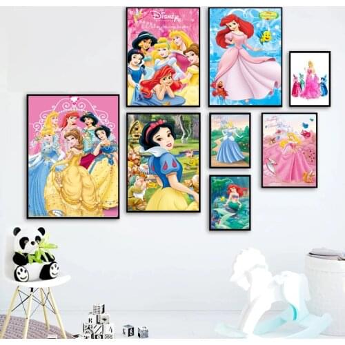 Disney Princess Frozen Aisha Canvas Painting Cartoon Prints and Posters Wall Art Pictures for Kids Room Home Decoration Cuadros