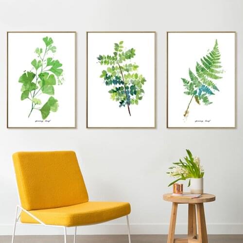 Nordic Natural Green Leaves Canvas Paintings Home Wall Decorative Prints and Posters Wall Art Pictures Living Room Home Decor