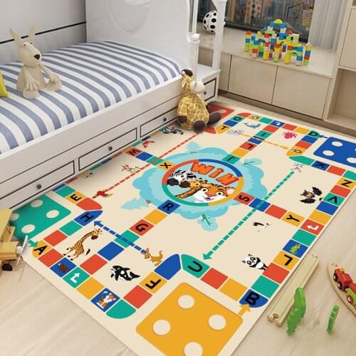 Carpet Baby Mat Childrens Flannel Carpet Non-slip Climbing Children Mat Soft Living Player 4 Flying Animal Chess Room Mat Game