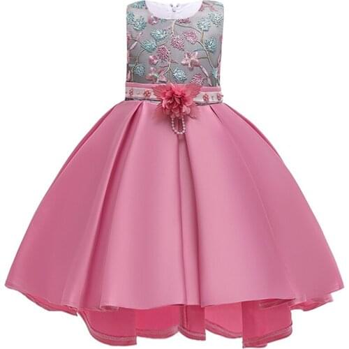 Girls 2020 dress embroidered dress bow cute dress fluffy satin princess dress party show