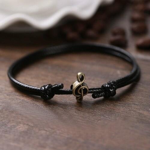 Handmade Black Rope Music Notes Chain For Men And Women Fashion Bracelet Jewelry Drop Shipping