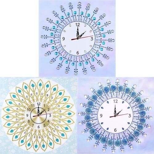 Simple Flower Pattern Clock Part Drill Special Shape DIY 5D Diamond Painting Kit Mosaic Clocks Home Decor Bedroom Decoration