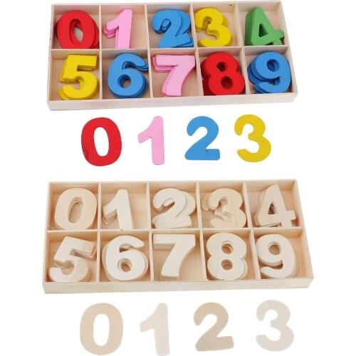 60Set Unfinished Wooden 0-9 Arabic Number Embellishment Kids Educational Toy