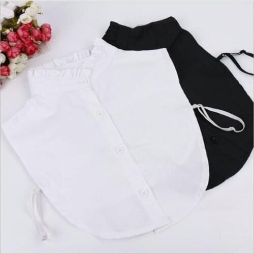 New White Cotton Shirt Pointed Fake Collar Lace Cotton Black False Detachable Collar Women Apparel Accessories for Girls