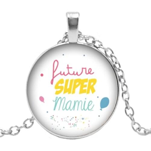 2019 New Creative Necklace Super Grandmother Grandfather Gift Glass Convex Round Personality Pendant Statement Necklace Jewelry