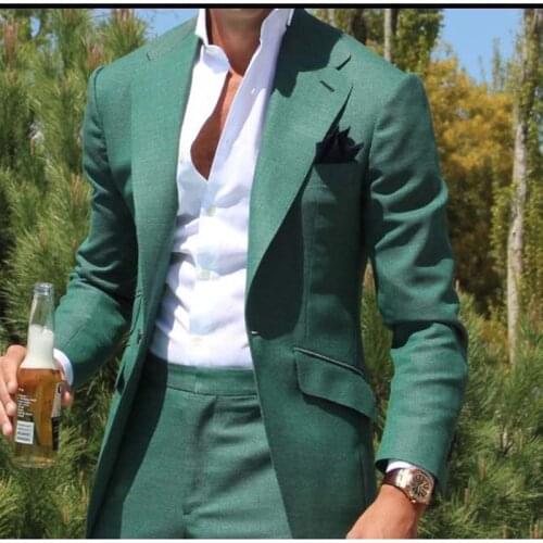 2020 Latest Jacket Pants Design Mens Dinner Party Prom Suit Groom Tuxedos Groomsmen Wedding Blazer Suits for men Green