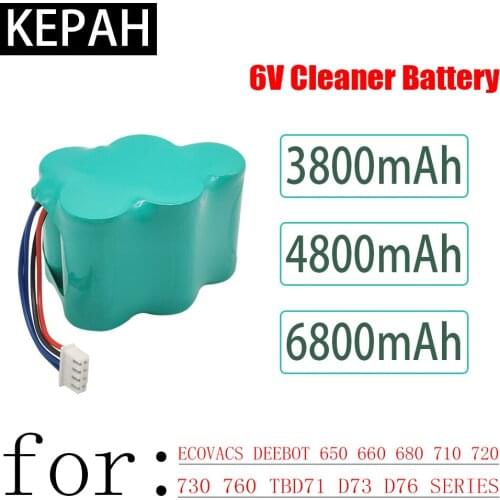 NEW 6V 3800mAh-4800mAh-6800mAh Cleaner battery for Ecovacs submarine TBD 71 deebot 710 720 730 760 Ecovacs CEN530 CEN630 CEN680