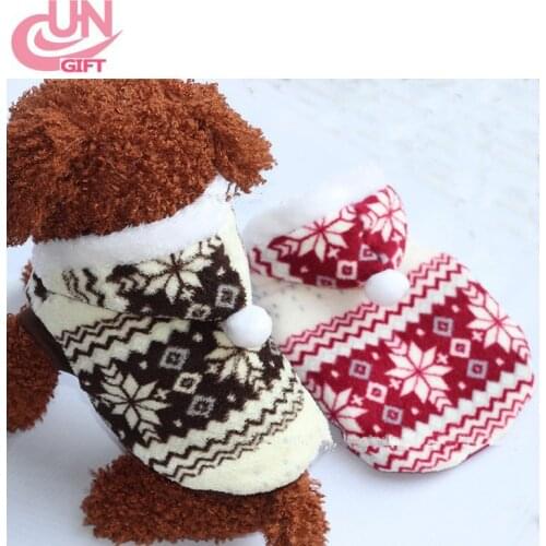 Dog Clothes High-grade Snowflake Two-color Cotton Dress