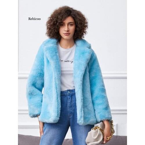 New Winter Women Coat Faux Fur Thicken Women Jacket Fashion Lapel Short Fur Coats Plus Size 4Xl Female Warm Outerwear