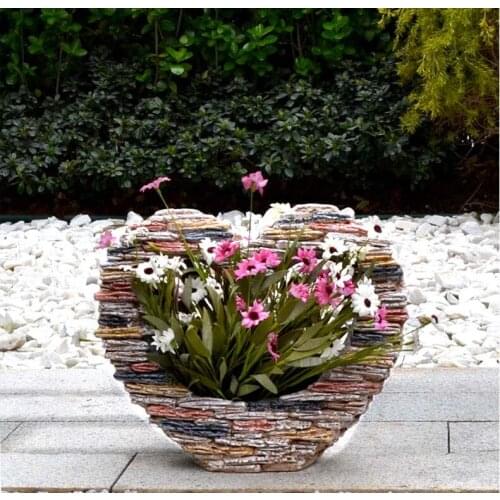 Pastoral Resin Hedgehog Love Sculpture Flower Pot Decoration Courtyard Garden Lawn Furnishings Outdoor Park Accessories Crafts