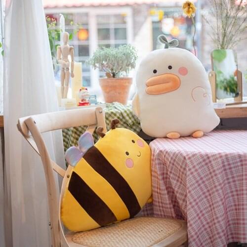 50cm Lovely Shop Decoration Kawaii Animals Duck Honey Bee Plush Throw Pillow Cute Huggable Gift for Girlfriend Kids