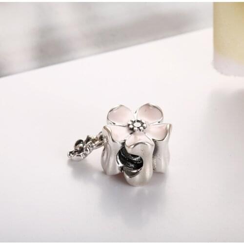 Authentic S925 Silver Poetic Blooms Crystal Pendant Charms DIY Jewelry Making for Women Bracelet Bangle