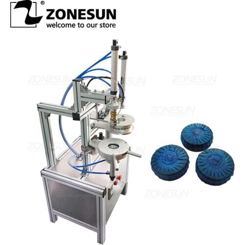 ZONESUN Penumatic ZS-PK920 Semi-automatic Blue Bubble Toilet Cleaning Block Pleating Packaging Heat Sealing Machine Wrapping