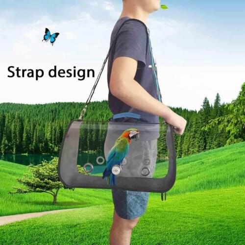 Bird Travel Carrier Outerdoor Lightweight Bird Travel Cage Multi-functional Cage with Wooden Standing Stick Bird Travel Bag