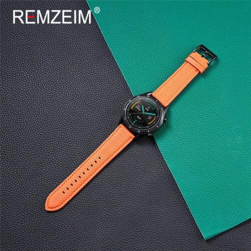 Lychee Grain Leather 20mm/22mm Band For Galaxy Watch 3 45mm/46mm/42mm/active 2 Samsung Gear S3 Frontier Huawei Watch GT 2