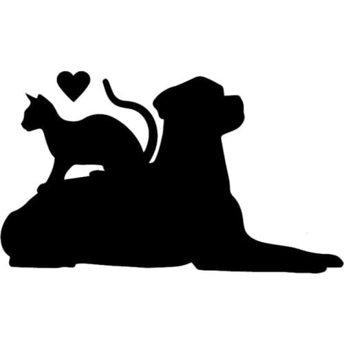 Dog And Cat Car Sticker Pet Animal Lover Heart Friendly Decor Removable Black/silver AL477