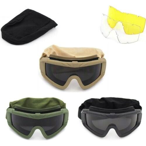 Windproof goggles off-road motorcycle goggles tactical Safety Goggles Military Shooting Hunting Glasses 3 Interchangeable Lens