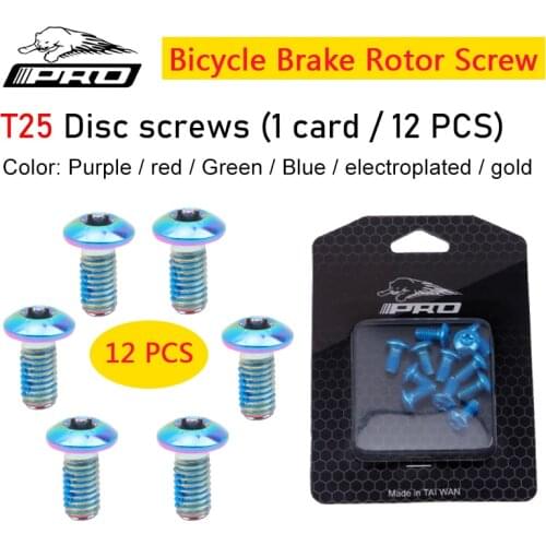 IIIPRO 12 pcs color bicycle brake disc screw bolt T25 M5x11.5mm mountain bike bicycle alloy steel disc brake rotor fixing screw