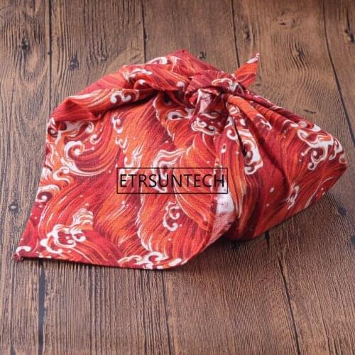 Japanese Style Table Cloth Cotton Furoshiki Japan Classic Tradition Waves Clouds Grid Printed 52cm / Many Uses